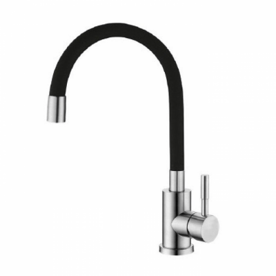 Кухонный смеситель черный с силиконовым изливом MIXXUS SUS-011 REFL. BLACK