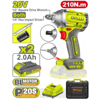 Masina de insurubat cu impact BLmotor Li-Ion 20V/2*2Ah 210N.m DYLLU DTCD3B21