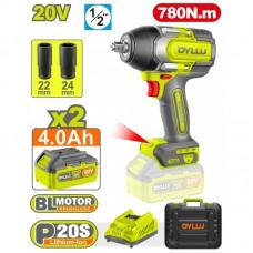 Гайковёрт аккумуляторный ударный Li-Ion 20V/2*4.0Ah 780Nm DYLLU DTCD1B78