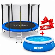 Trambulina 3,05m PE Albastru + Piscina gonflabila 300 x76 cm Hecht  3276 Bluesea