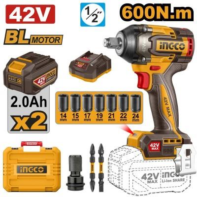 Mașină de înșurubat cu impact cu acumulator BLmotor  INGCO CIWLI42602