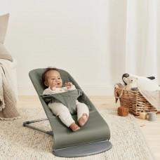 Șezlong pentru bebeluși BabyBjorn Bliss Dark Green Woven Petal Quilt