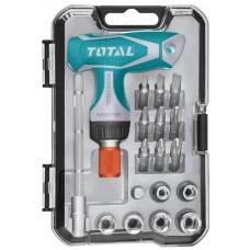 Отвертка с Т-подобной рукояткой и набором насадок Total TACSD30186 18 шт