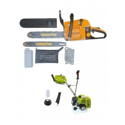 Set Motocoasa Eltos EL5500 si Ferăstrău cu lanţ pe benzină Champion Profi CH5800