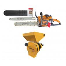 Цепная пила бензиновая Technoworker DB5802 Pro+Кормоизмельчитель Rotor MPC3900