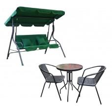 Leagan de gradina Verde + Set masa si scaune