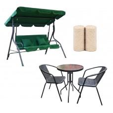 Leagan de gradina Verde+Set masa si scaune+2 cuverturi 200x230