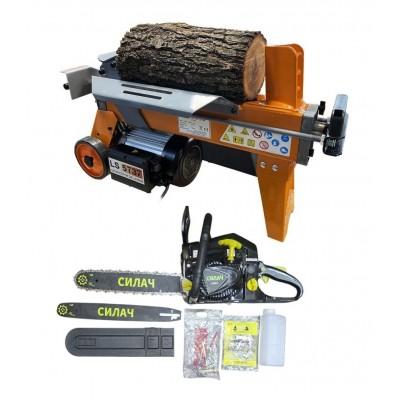 Дровокол TechnoWorker LS 5T37+Бензопила Силач P5800