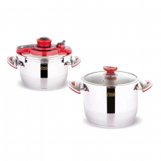 Set două oale cu presiune 4lt-6lt Rosu