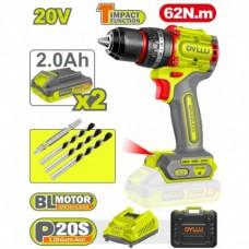 Шуруповёрт аккумуляторный 20V/2*2.0Ah DYLLU DTCDP6281