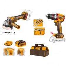 Set masina de insurubat + Polizor unghiular pe acumulator Ingco CKLI208153