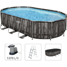 Bestway Piscina Power Steel Oval 610х366х122cm, 20241L, carcas metal