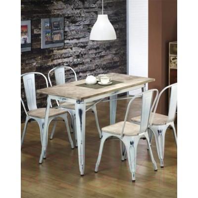 Masa MAGNUM (alb) + 4 Scaune K204 (metal/lemn) Set