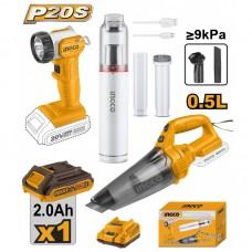 Set aspirator+lanterna pe acumulator+aspirator portabil Ingco COSLI20668